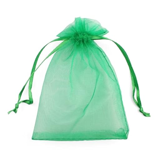 * 9 10 * 15 17 * 23 cm einfarbige Garn-Organza-Geschenkbeutel Organza-Beutel Netz Hochzeit Süßigkeiten Verpackungsbeutel Aufbewahrung Tüll-Stoffbeutel-grün, 17 x 23 cm, 50 Stück