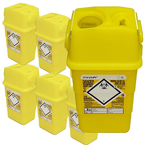 qualicare Sharpsafe Nadel Spritze Insulin Entsorgung Operation Mülleimer Box - 1 Liter, 6 Stück
