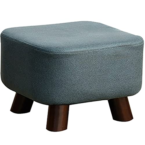 Bleyoum Fabric Square Footstool with Wood Legs Footrest Small Ottoman Stool with Non-Skid Wood Legs Modern Small Step Stool for Outdoor Couch Office Living Room(Size:28cm*28cm*19cm,Color:Dark Green)