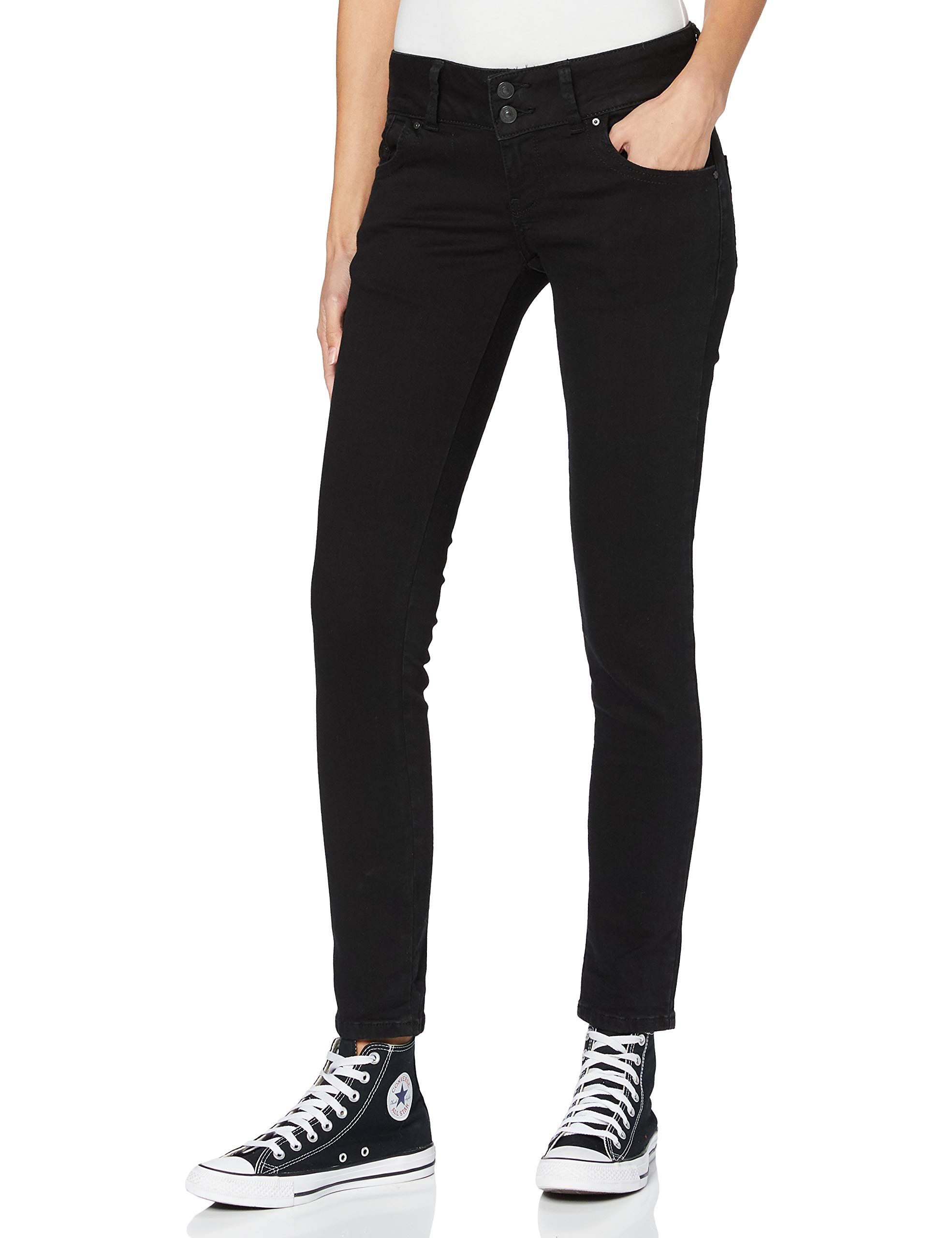 LTB Jeans Damen Molly Jeans, Black to Black Wash, 24W / 30L