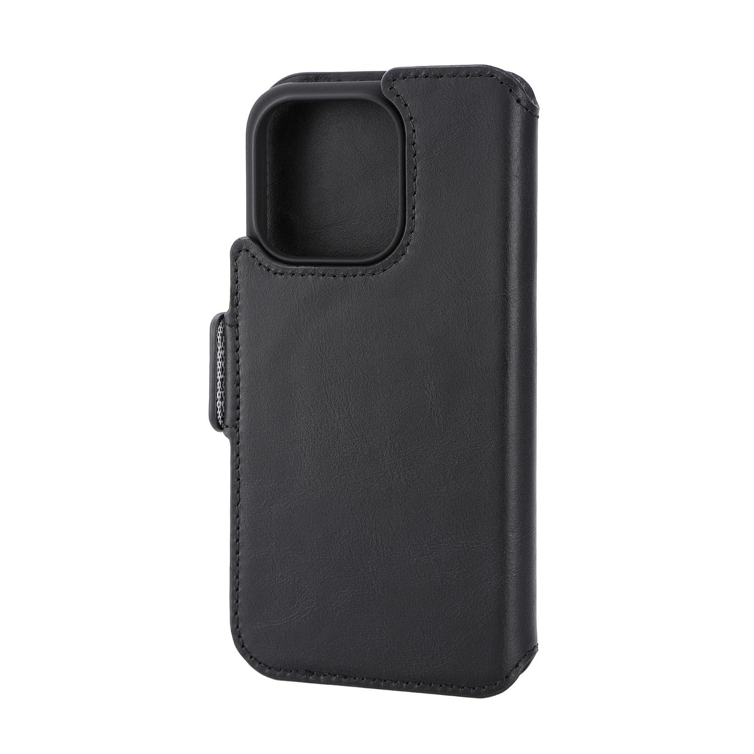 KAVAJ Tasche für iPhone 15 Pro Phoenix Schwarz Leder Handyhülle Klapphülle