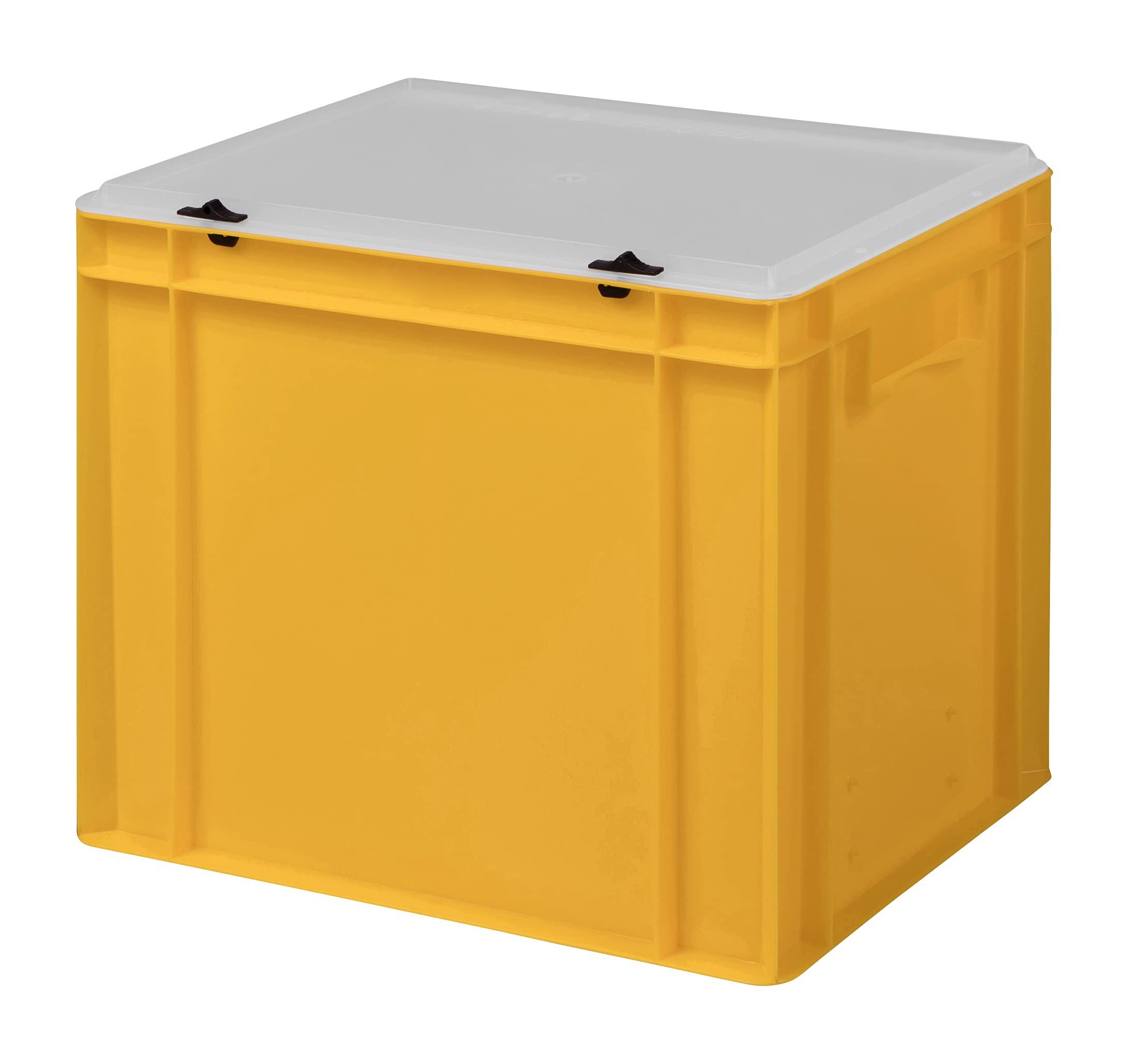1a-TopStore Design Eurobox Stapelbox Lagerbehälter Kunststoffbox in 5 Farben und 16 Größen mit transparentem Deckel (matt) (gelb, 40x30x33 cm)