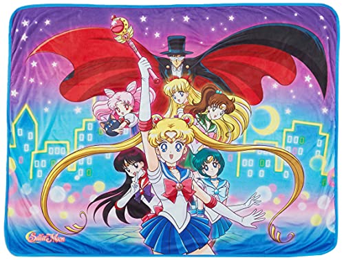 Great Eastern Entertainment R Sailor Moon Gruppe Sublimation Überwurf Decke, Baumwolle, Mehrfarbig