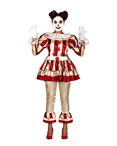 Horror-Shop Noble Killer Clown Damen Kostüm für Erwachsene als Verkleidung für Halloween und Karneval S