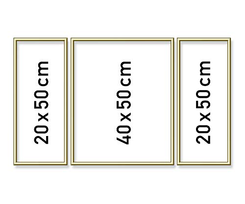 Schipper 605140707 - Malen nach Zahlen - Triptychon Alurahmen 50 x 80 cm, goldglänzend ohne Glas für Ihr Kunstwerk, einfache Selbstmontage, Gold