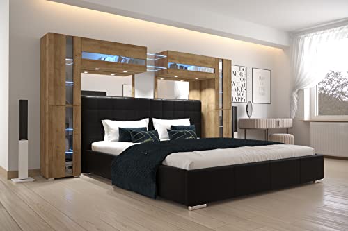 Furnitech Panama 14 Schlafzimmer Komplett Doppelbett Schlafzimmer-Set Bett LED (Möbel ohne LED, SP14-21DZ-M6-1C 180)