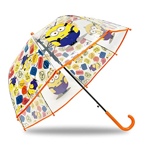 Regenschirm Glockenschirm manuell, 45 cm, Minions, Kinder-Regenschirm, Glockenschirm, mit manueller Öffnung, Druchmesser ca. 45cm, KL84165, Kids Licensing