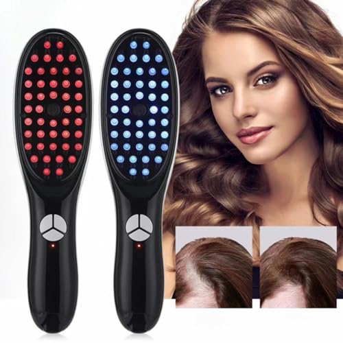 2024 New Bounce Curl Defining Brush, 3 Modes Vibration Massage Comb with Spray, 2-in-1 Electric Scalp Massager and Hair Oil Applicator, Red Light and Blue Light for Scalp Care