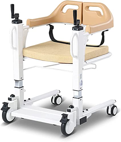 Patientenlift-Rollstuhl für zu Hause, tragbarer Transferstuhl mit 180° geteiltem Sitz, Nachtkommode, Badezimmerrollstuhl, Toilettensitz-Transferhilfe für die Pflege gelähmter älterer Mensche