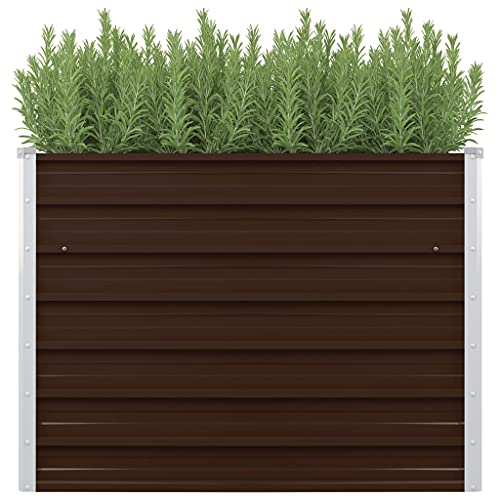 vidaXL Hochbeet Gartenbeet Frühbeet Pflanzbeet Kräuterbeet Gemüsebeet Blumenkasten Garten Pflanzkasten Pflanzenkübel Braun 100x100x77cm Verzinkter Stahl