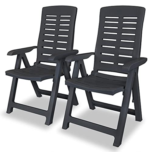Youuihom Lounge-Stuhl Stühle für den Rasen Terrassenstuhl Verstellbare Gartenstühle 2 STK. Kunststoff Anthrazit Geeignet für Terrasse, Strand, Garten, Bistro