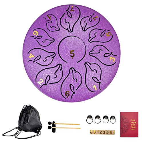 FCSHFC 6 Zoll 11 Noten Zungentrommel Wal Handtrommel Trommel Schlagzeug Instrument for Meditation Unterhaltung Musical Ausbildung (Color : Purple)