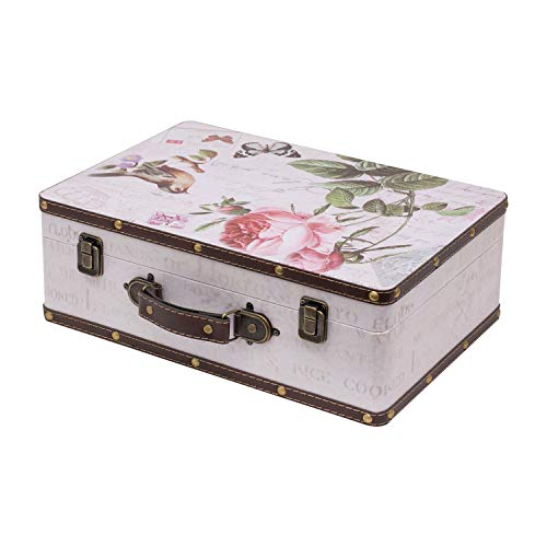 HMF 6432-138 Vintage Koffer aus Holz | 38 x 26 x 13 cm | Groß | Deko Rose