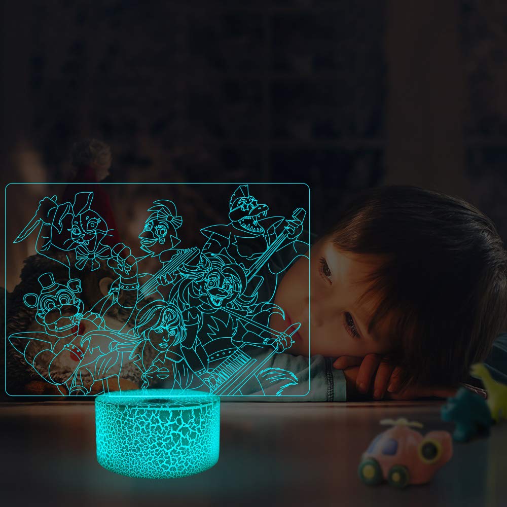 Xinchangda FNAF 3D-Illusionslampe, FNAF-Nachtlicht, Sicherheits-Nachtlicht, 16 Farben, wechselnde Deko-Lampe mit Fernbedienung für Kinder