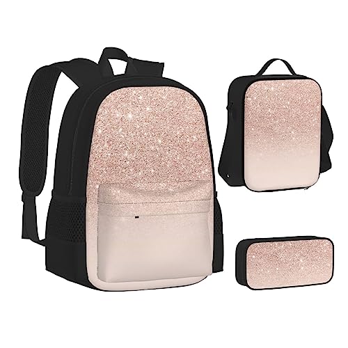 NEZIH Rose Gold Tapete Druck Leichte Wasserbeutel Isolierte Mittagessen Bleistift Fall Büchertasche Sets Rucksack Reise Daypack