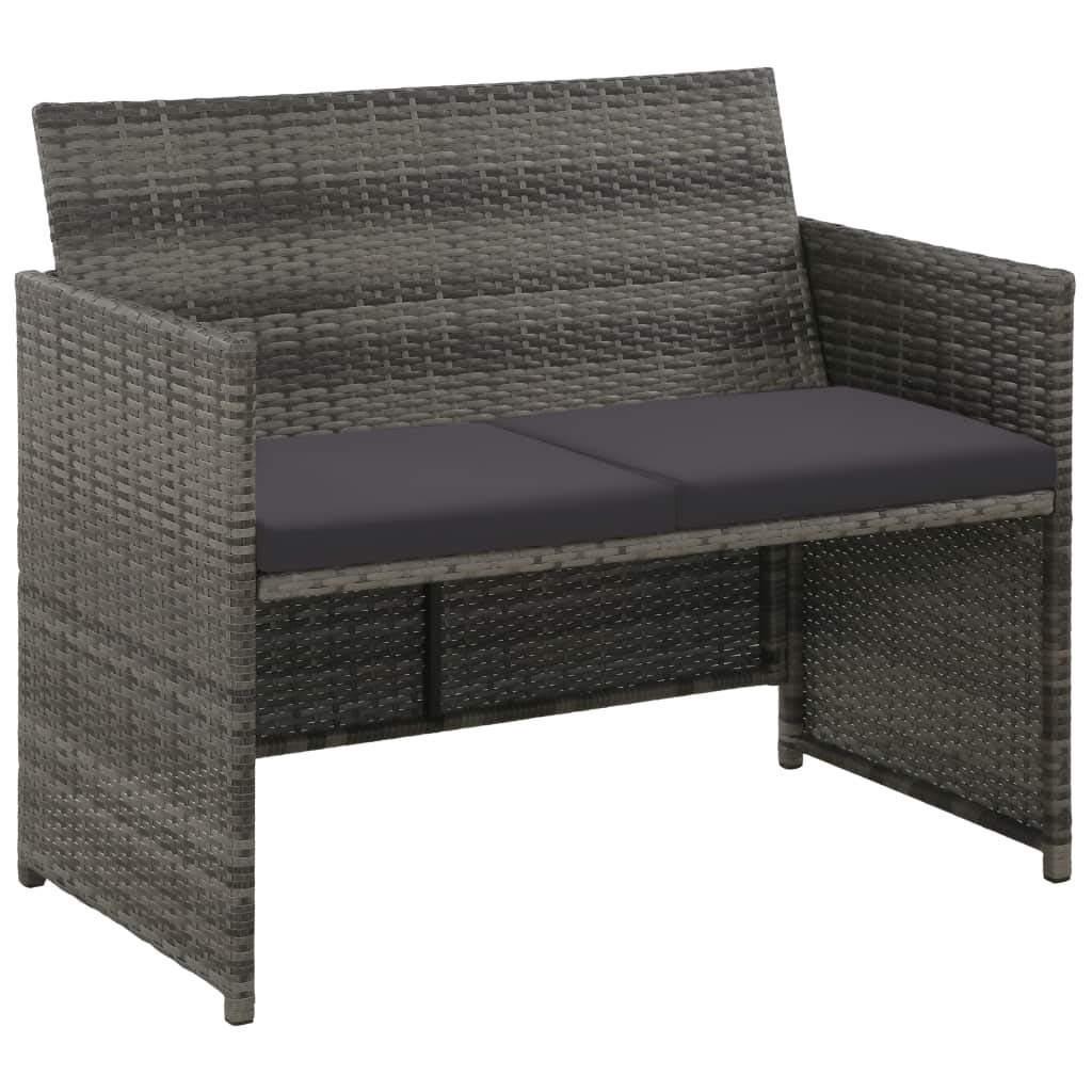 Tidyard Lounge Sofa 2-Sitzer Couch aus Poly Rattan, Wetterfesten und Wasserdichten, für Garten, Balkon, Terrasse, 100x56x85cm, Grau