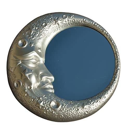 LIGUORO SHOP Runder Spiegel mit Rahmen Mond im venezianischen Barock-Stil, Vintage, Shabby Chic, 32 cm (Silber)