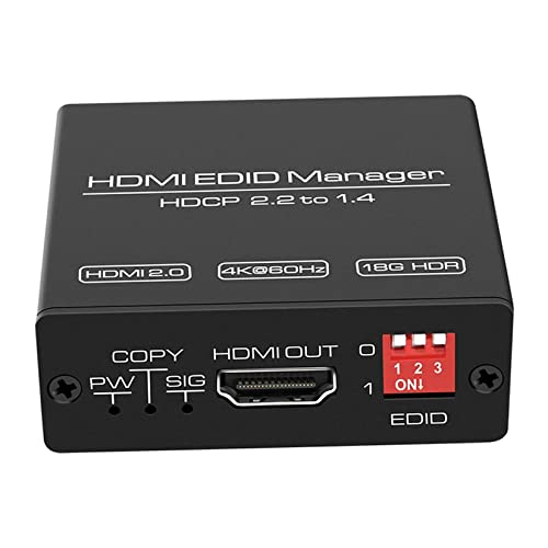 HDMI 2.0 EDID Manager Feeder Emulator 4K 60Hz, BolAAzuL HDMI EDID Feeder Lösen von HDMI EDID-Problemen Unterstützt 18 Gbps HDCP 2.2 HDR CEC Pass-Through