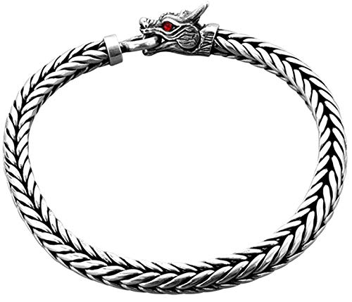 kuzzoi Herren Armband mit einem kunstvoll als Drachenkopf gearbeiteten Verschluss, 925er Sterling Silber, Länge 21 cm, 232095-021
