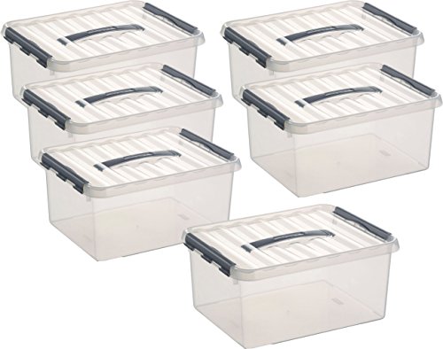 Sunware Aufbewahrungsbox - 6 Boxen à 15 Liter im Set / 40 x 30 x 18 cm mit Clic-Verschluss und Tragegriff