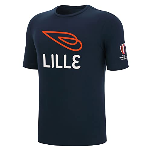Macron Offizielle Rugby Lille World Cup 2023 T-Shirt für Erwachsene, blau, M