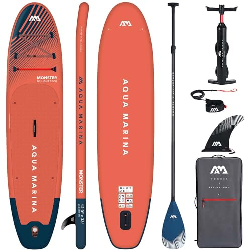 Campsup SUP Aqua Marina Monster 12'0" Carbon Aufblasbares Stand Up Paddle Board | 366 x 84 x 15 cm | Surfboard für Einsteiger & Fortgeschrittene mit zubehör | Tragkraft bis 170 Kg