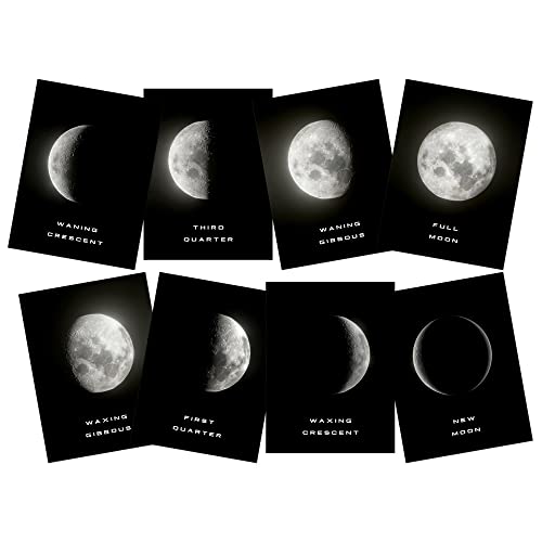 Celestial Phases of the Moon Lunar Astronomy Astrology Home Decor Premium Wall Art Poster Pack of 8