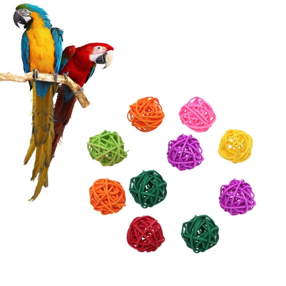 popetpop 100 Willow Branch Rattan Kugeln Bird Parrot Kauen Toys Vogelkäfig zum Aufhängen Ornament für kleine Tiere (zufällige Farbe), 5cm, Assorted Color