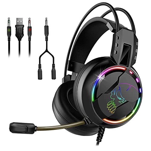 SPIRIT OF GAMER - PRO-H7 - Pro Gamer Audio Headset - Kunstleder - Flexibles Mikrofon - Regenbogen LED Hintergrundbeleuchtung - Multiplattform PS5 / XBOX X/PC / PS4 / XBOX ONE