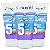 Clearasil 5-in-1-Peeling-Peeling, für Akne-neigende Haut, entfernt Poren, reduziert Mitesser, Pickel und überschüssiges Öl, tägliche Fleckenprävention, 3 Stück, insgesamt 450 ml