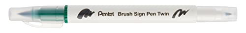 Pentel Brush Sign Stift mit zwei Spitzen, Grün, 10 Stück