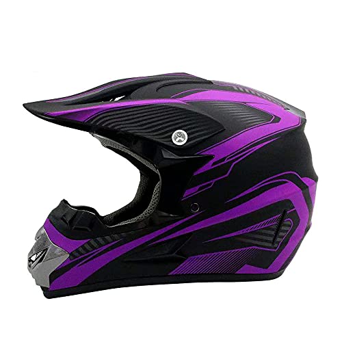 Woljay Motorrad Motocross Offroad Integralhelm Helm Kreuz E-Bike UTV Dreckiges Fahrrad Downhill DH Rennen - 3 Geschenk (Klein, Lila)