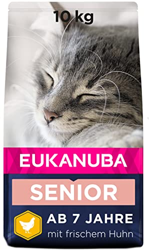 Eukanuba Katze Senior 7+ Jahre, Premium Trockenfutter speziell auf die Bedürfnisse älterer Katzen abgestimmt 10Kg