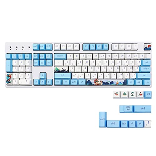 WE-HYTRE Porzellan-Tastenkappen mit 117 Tasten, Blau und Weiß, OEM-Profil, personalisierbar, Farbstoff-Sub-PBT-Tastenkappen für MX Switch DZ60, GK61, SK61, Farbstoff-Sub-Tastenkappen