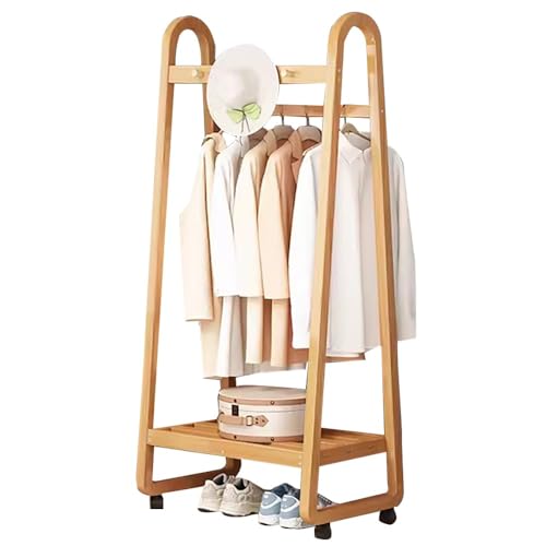 DODOBD Garderoben-Ständer, Flurgarderobe, Mobiler Wäscheständer mit Rollen, mit Haken, Einfach zu montieren, für Schlafzimmer/Eingang : 50CM/60CM/70CM/80CM/100CM, bis 100kg Belastbar