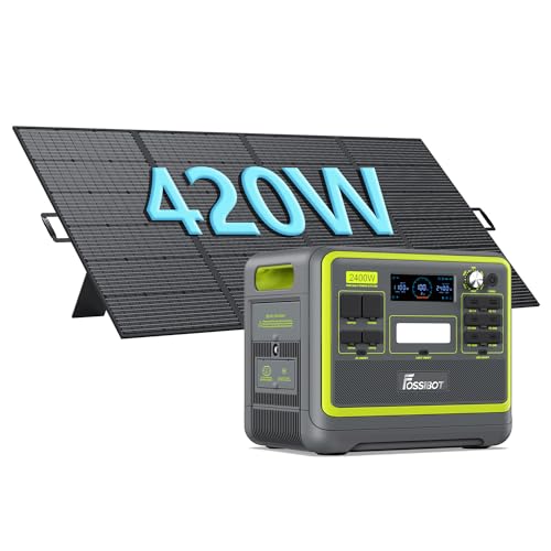 FOSSiBOT F2400 Solar Generator mit 2x200W Solarpanel, 2048Wh LiFePO4 Batterie mit 230V 2400W 3AC Ausgängen (4800W Peak), 1,5 Stunden Schnellspülung, Tragbare Powerstation für Camping und Wohnmobile