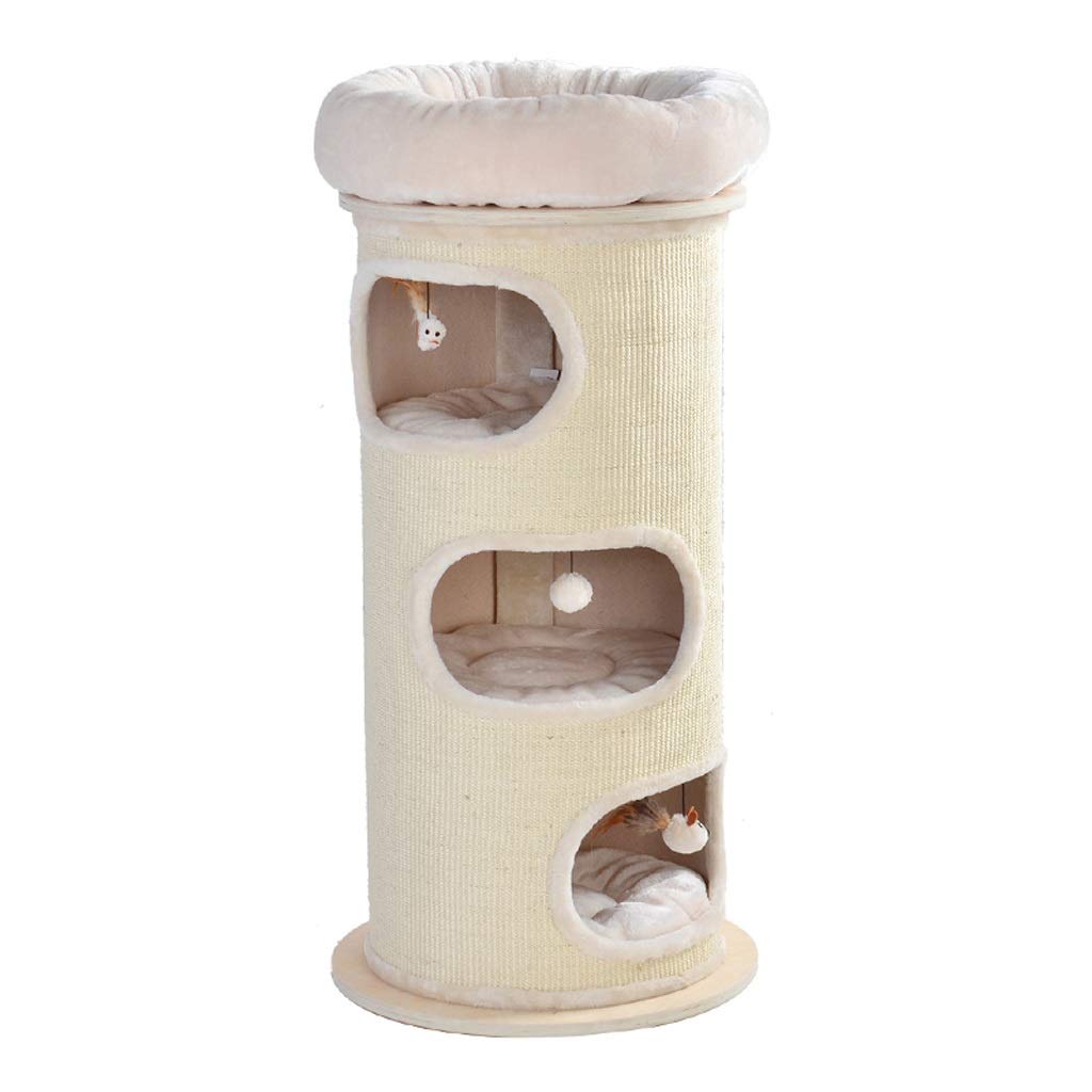 Klettergerüst für Katzen Massivholz Sisal Rohr Aktivitätskratzbäume Multi-Level-Katze Nest Scratcher Sisal Barrel Kratzbaum Condo Möbel Cat Tower Eigentumswohnungen