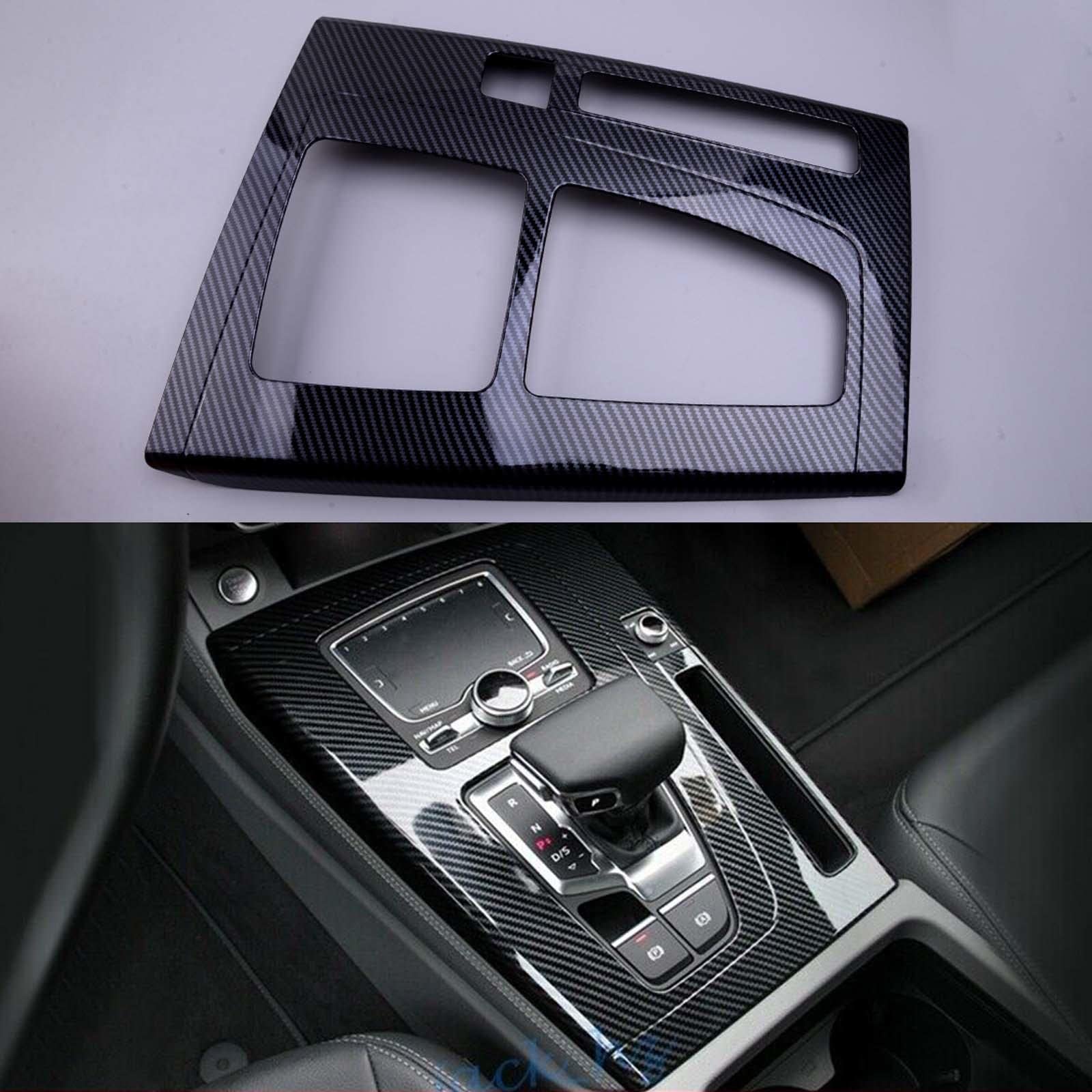 MIVLA Innenverkleidung des Schaltkasten-Abdeckungs-Zierrahmens aus schwarzem Kohlefaser-Stil, nur für Audi SQ5 Q5 PHEV 2020 Linkslenker