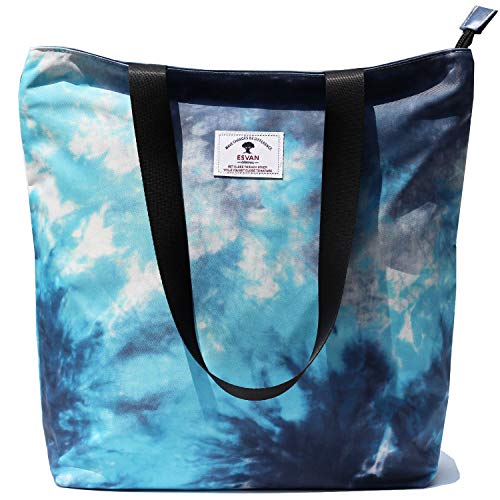 ESVAN Original Floral Tote Bag Schultertasche für Gym Wandern Picknick Reisen Strand Grün Größe: Einheitsgröße