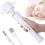Kabelloses persönliches elektrisches Massagegerät mit 10 leistungsstarken Pulseinstellungen, wiederaufladbares Handmassagegerät, Massagestab für tiefe Muskeln, Schmerzlinderung (weiß)
