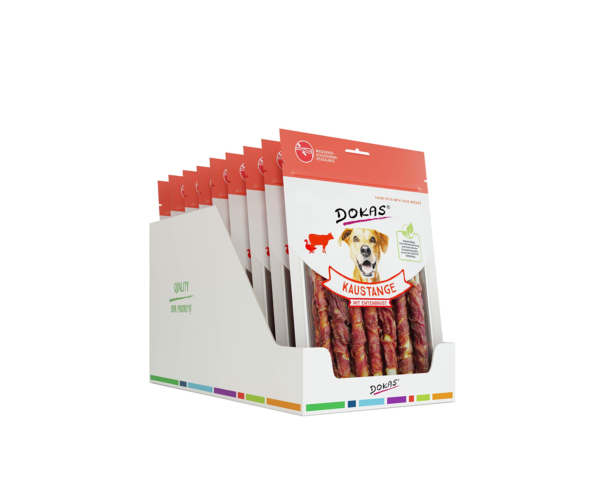DOKAS Kaustange mit Entenbrust – Getreidefreier Premium Kausnack für Hunde – 9 x 200 g