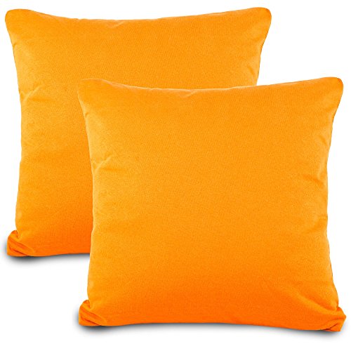 aqua-textil Classic Line Kissenbezug 2er-Set 80 x 80 cm orange Baumwolle Kissen Bezug Reißverschluss Jersey Kissenhülle