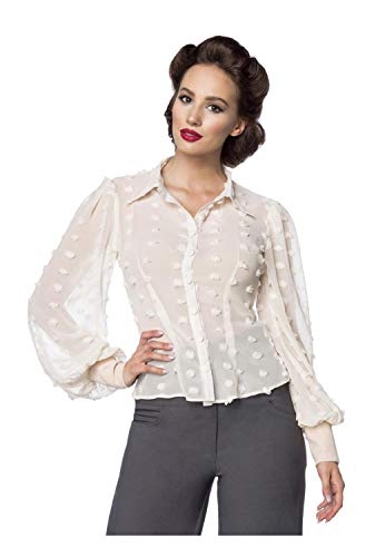 Belsira Damen Vintage-Bluse gepunktet M18 S