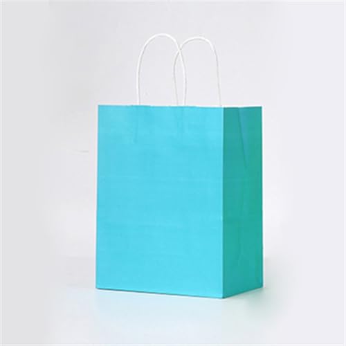 Geschenktüten 10/20 Stück Farbe Kraftpapier Tasche mit Griffe Festival Geschenk Tasche Einkaufstaschen Präsenttüten (Color : Sky Blue, Size : 26X32X12CM_10PCS)