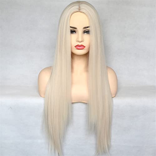 Lace Front Wig,Blonde Hair Lace Front Wig Long Straight Blonde Wig Natural Hair Heat Resistant Fiber Hair Synthetic Lace Front Wigs for Fashion Women,22 inch