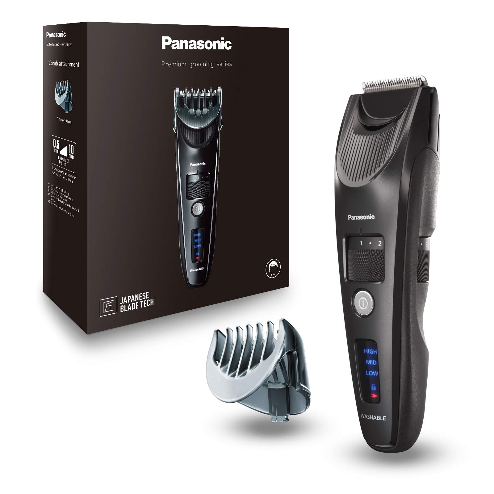Panasonic Premium Haarschneider ER-SC40 mit 19 Längeneinstellungen, Haartrimmer 0,5-10 mm, Trimmer für Herren, Linearmotor