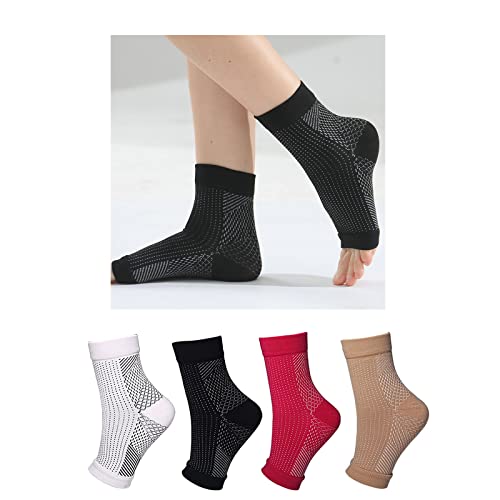 (4 Paare)Beruhigungs Socks für Neuropathie,Anti Fatigue Compression Foot Sleeve Brace Sock,für Bequeme und Atmungsaktive,Bestes Mittel gegen Plantarfasziitis. (L/XL, Black)