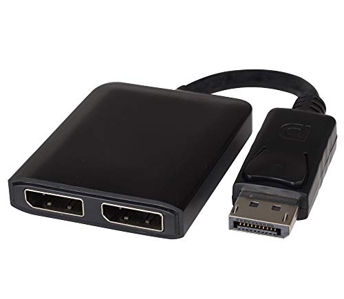 PremiumCord MST Adapter DisplayPort auf 2X DisplayPort, Extended + Mirror Function, Video 8K @ 60Hz mit DSC, 8K @ 30 Hz ohne DSC, UHD 4K 2160p, Länge: 20cm, schwarz