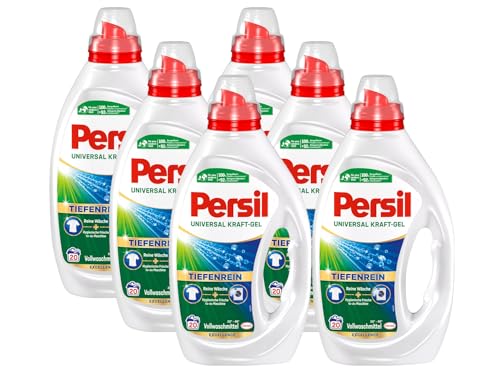 Persil Universal Kraft-Gel (6 x 20 Waschladungen), Flüssigwaschmittel mit Tiefenrein Technologie, Waschmittel für reine Wäsche und hygienische Frische für die Maschine, wirksam ab 20 °C