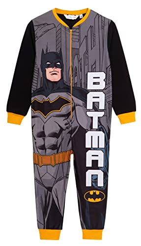 DC Comics Batman Einteiler für Jungen, Fleece, All-in-One-Kinder-Schlafanzug, Pyjama, Reißverschluss, Loungewear, Schwarz , 134